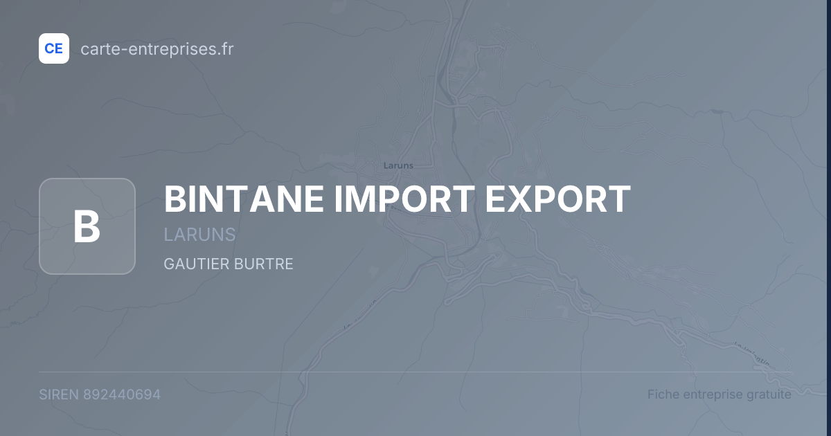 BINTANE IMPORT EXPORT — 892440694 — fiche entreprise