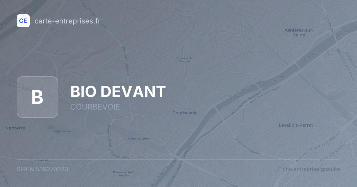 BIO DEVANT — 539270033 — fiche entreprise