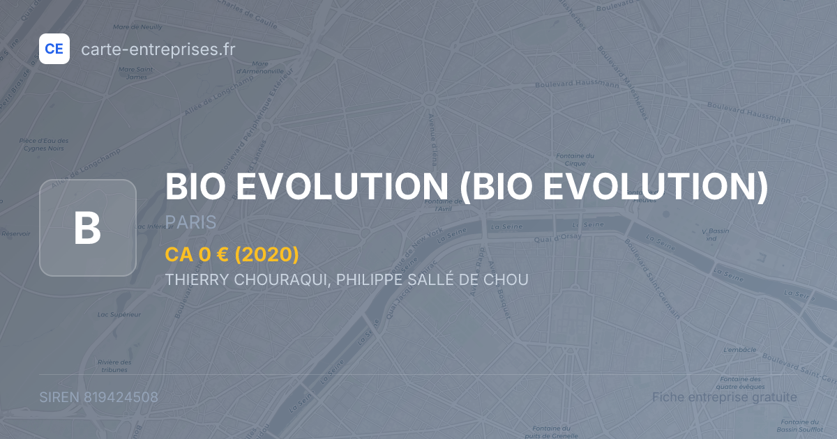 BIO EVOLUTION — 819424508 — fiche entreprise