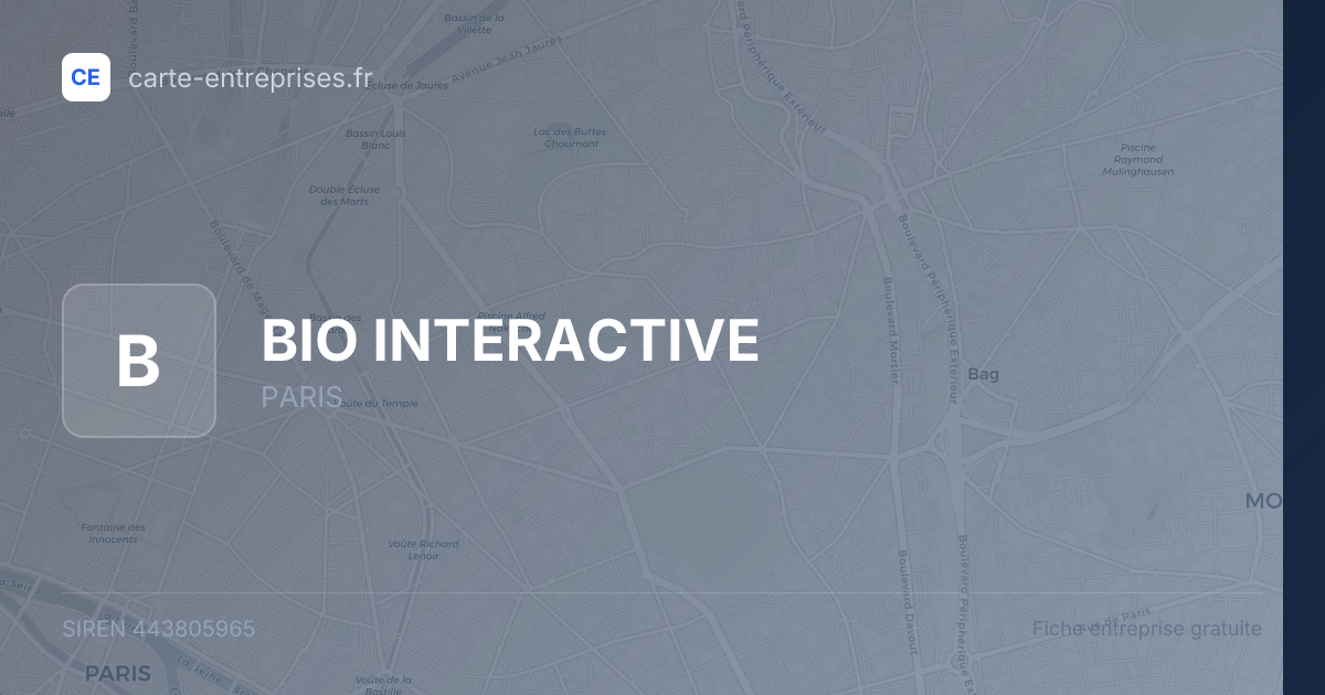 BIO INTERACTIVE — 443805965 — fiche entreprise