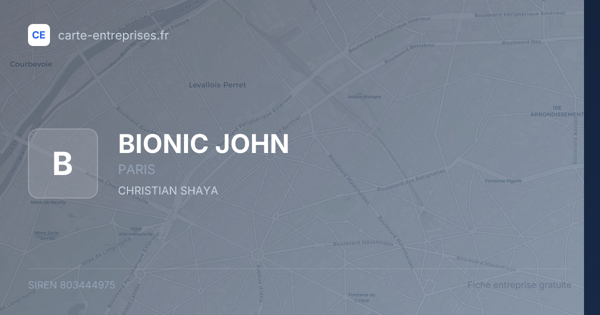 BIONIC JOHN — 803444975 — fiche entreprise