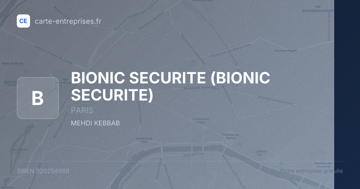 BIONIC SECURITE — 920254968 — fiche entreprise