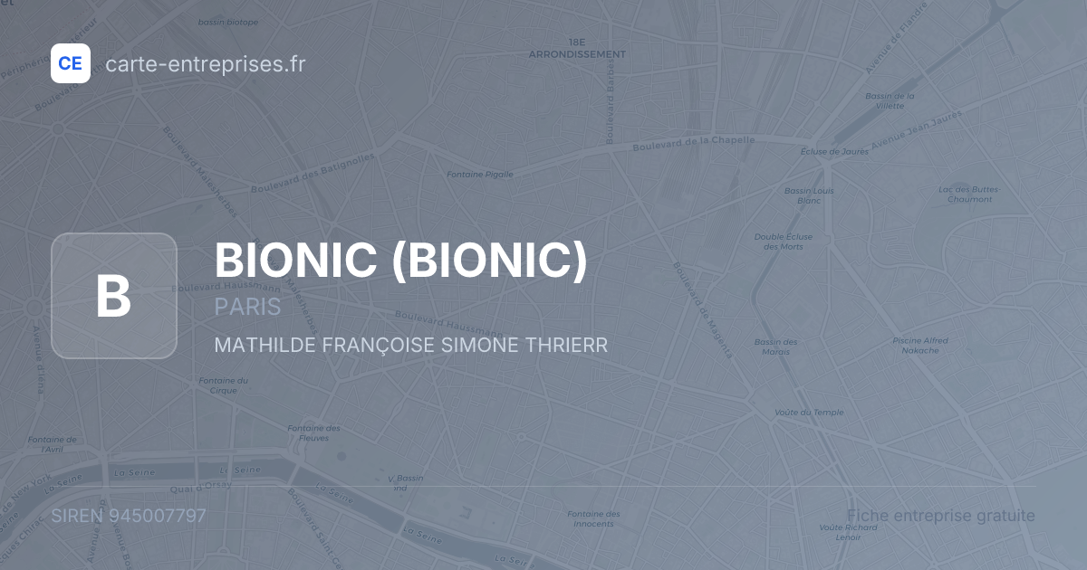 BIONIC — 945007797 — fiche entreprise