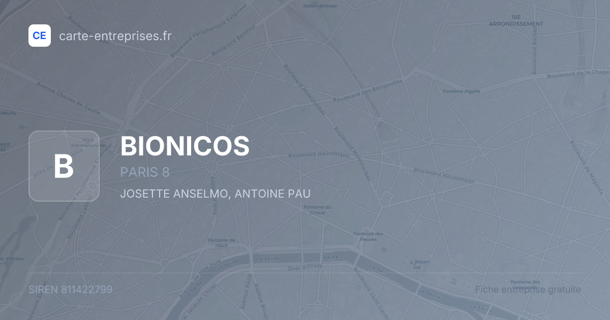 BIONICOS — 811422799 — fiche entreprise