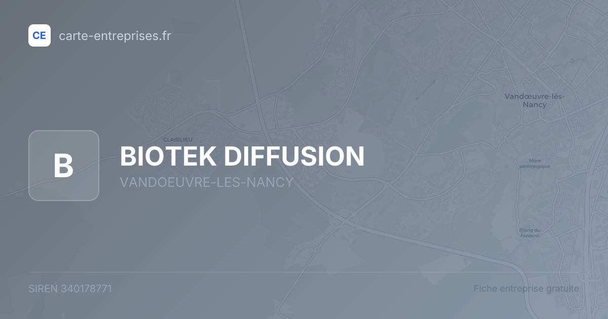 BIOTEK DIFFUSION — 340178771 — fiche entreprise