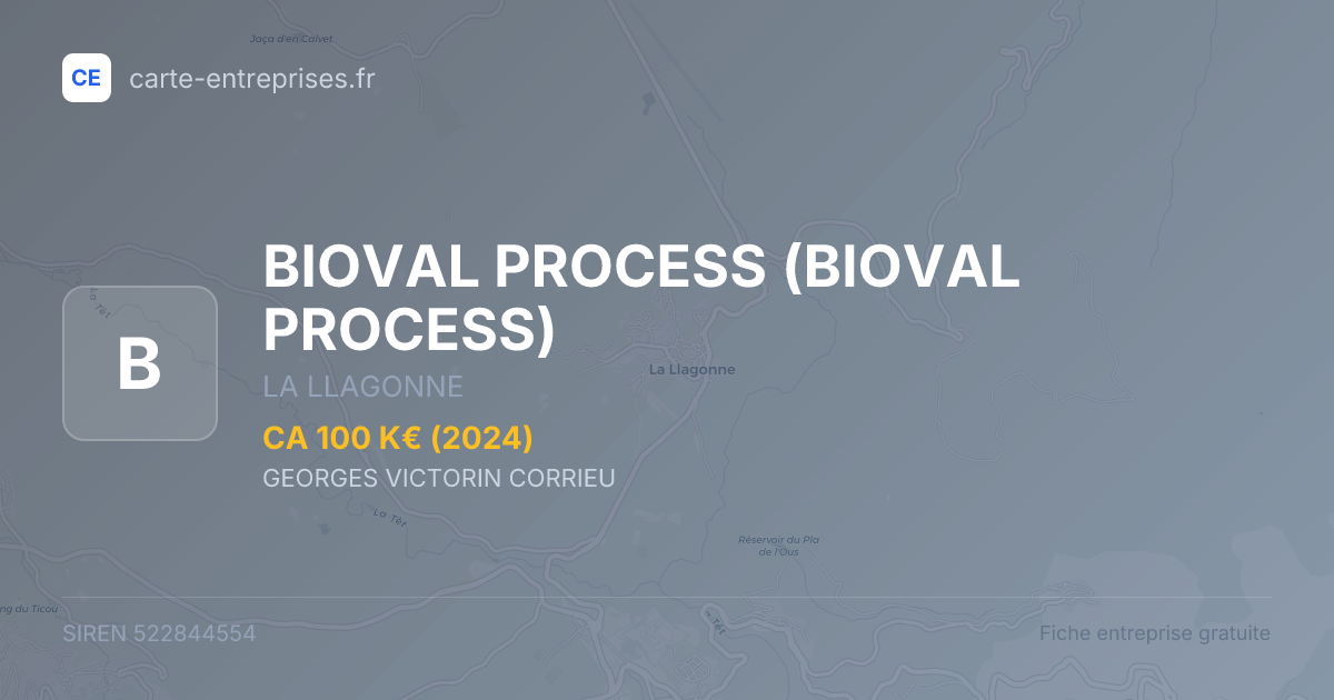 BIOVAL PROCESS — 522844554 — fiche entreprise