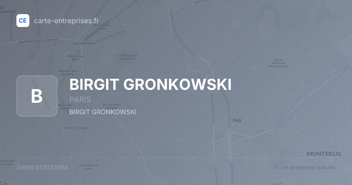 BIRGIT GRONKOWSKI — 822032884 — fiche entreprise
