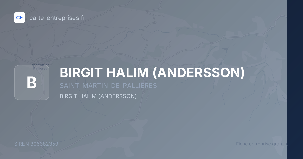 BIRGIT HALIM (ANDERSSON) — 306382359 — fiche entreprise
