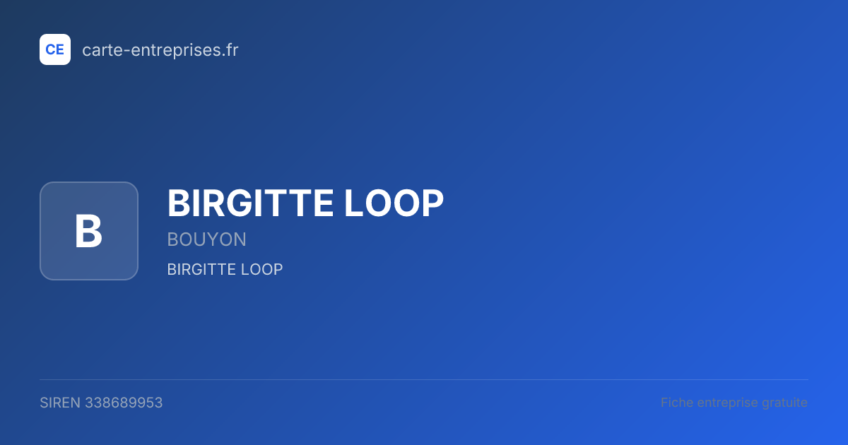 BIRGITTE LOOP — 338689953 — fiche entreprise