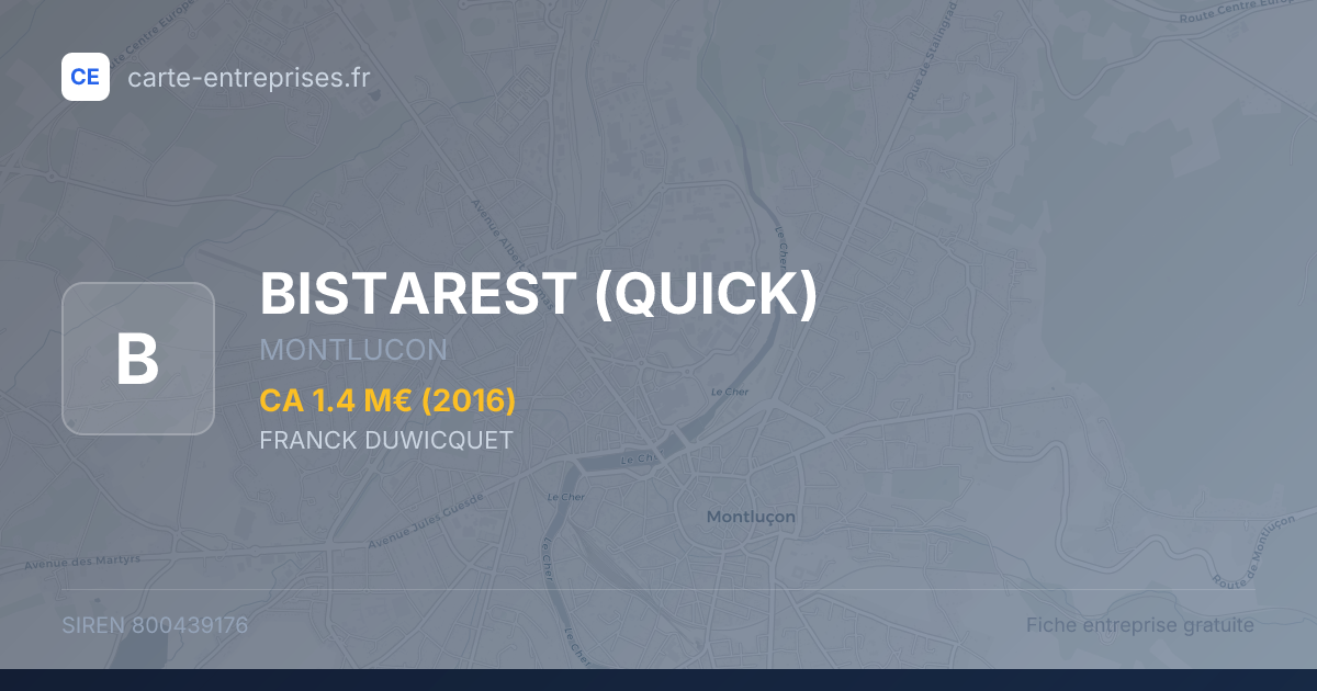 BISTAREST (QUICK) — 800439176 — fiche entreprise