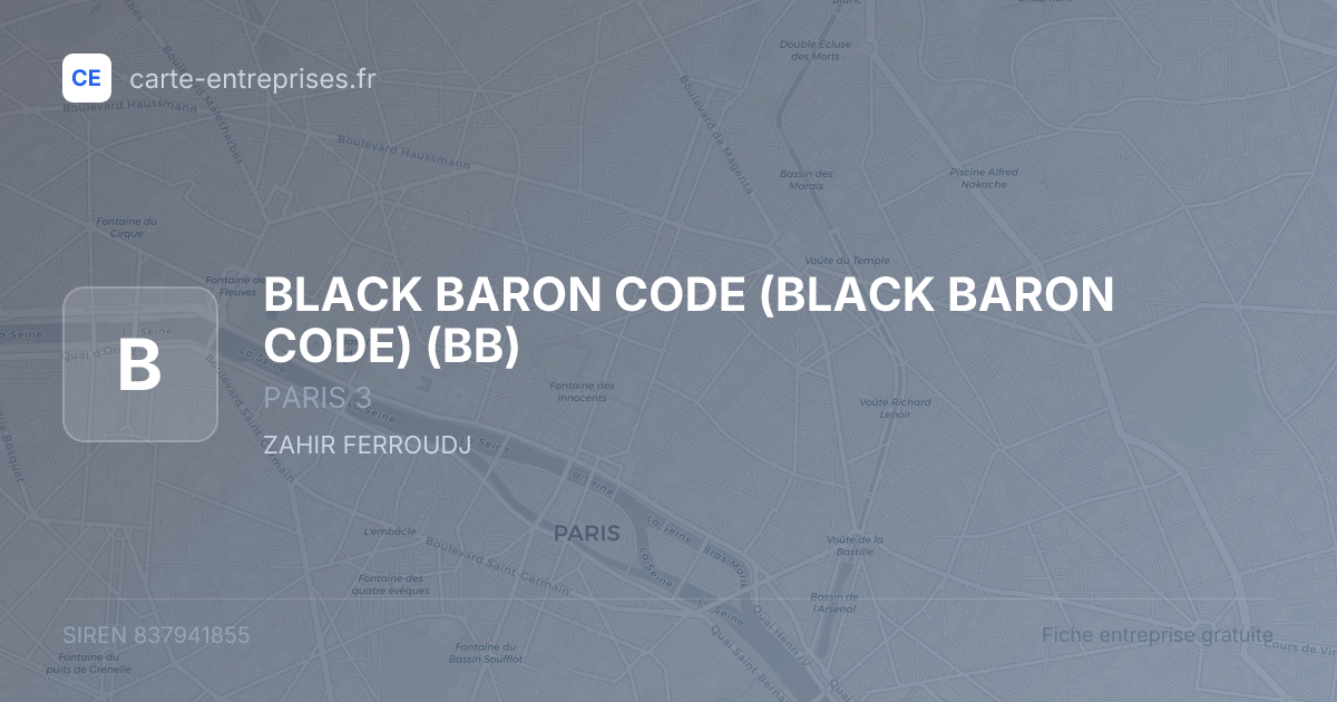BLACK BARON CODE (BLACK BARON CODE) (BB) — 837941855 — fiche entreprise