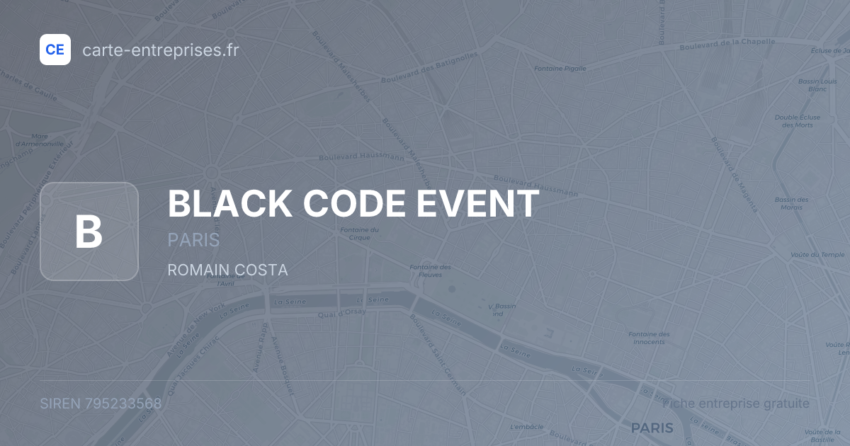 BLACK CODE EVENT — 795233568 — fiche entreprise