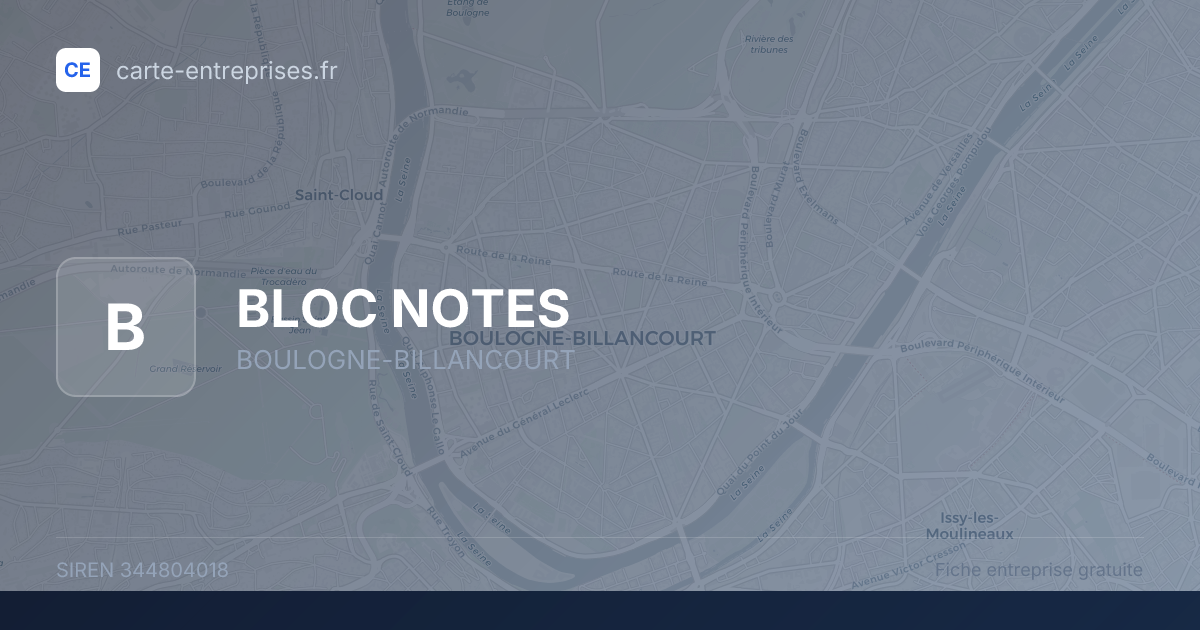 BLOC NOTES — 344804018 — fiche entreprise