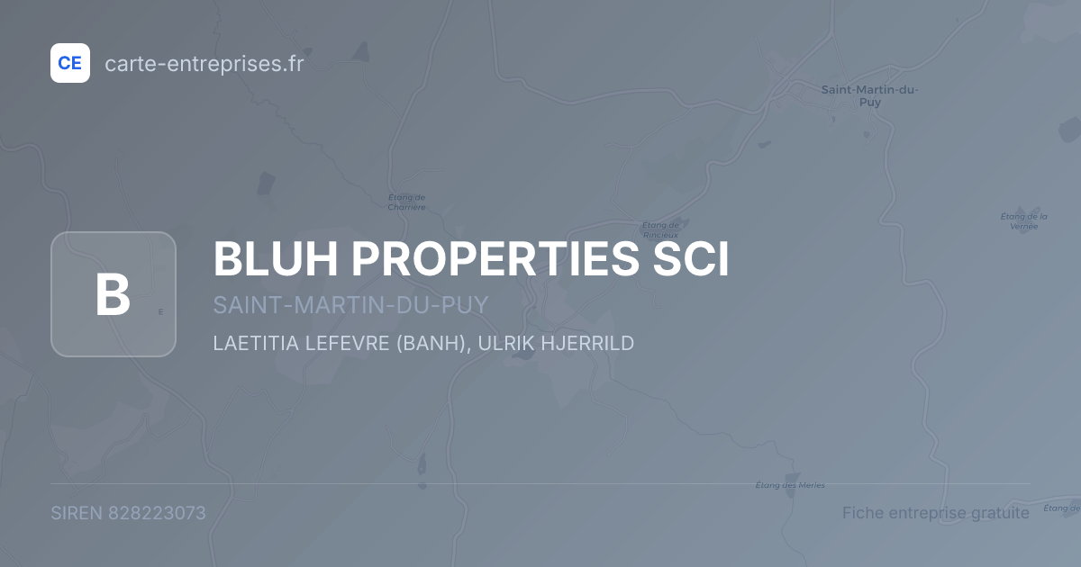 BLUH PROPERTIES SCI — 828223073 — fiche entreprise