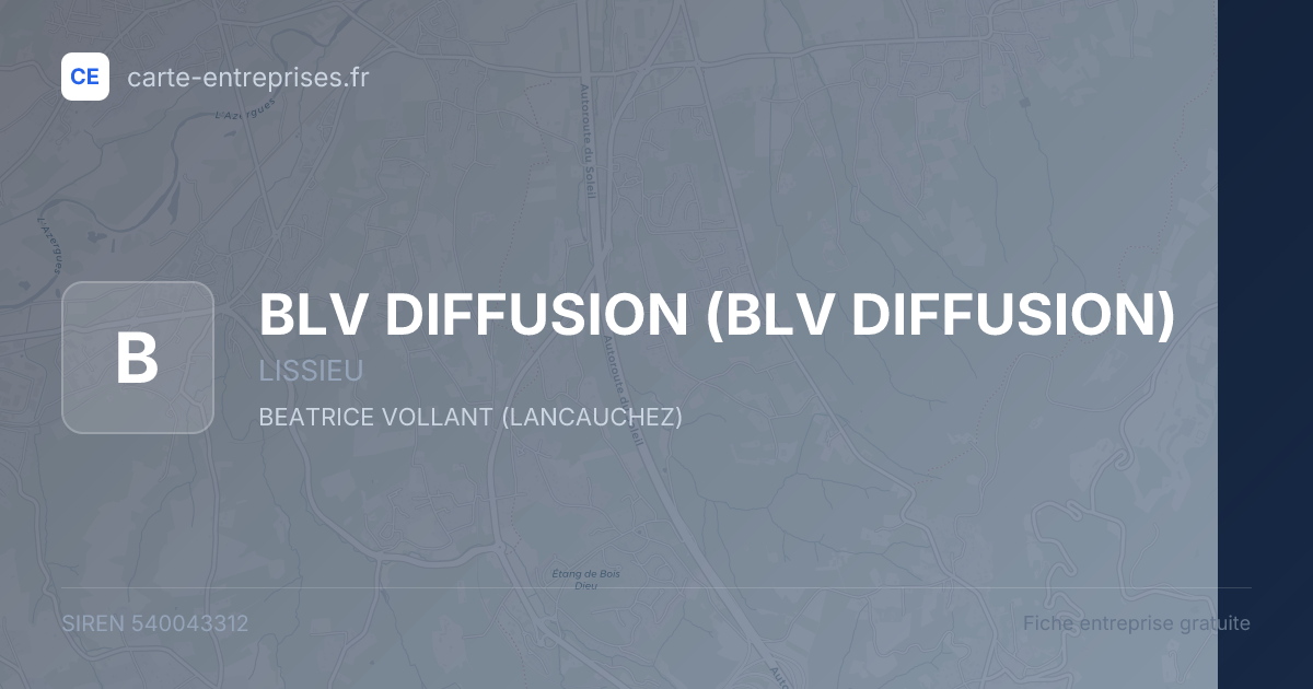 BLV DIFFUSION — 540043312 — fiche entreprise