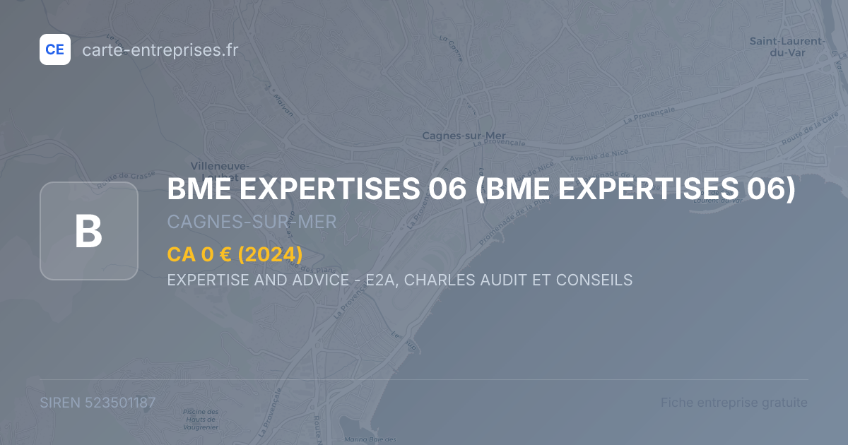 BME EXPERTISES 06 — 523501187 — fiche entreprise