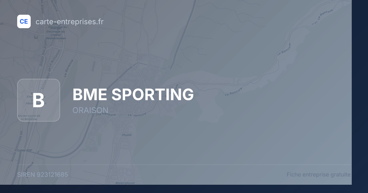 BME SPORTING — 923121685 — fiche entreprise