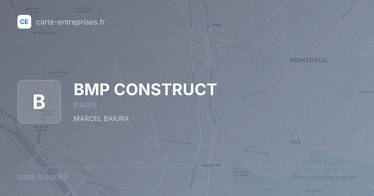 BMP CONSTRUCT — 929291011 — fiche entreprise