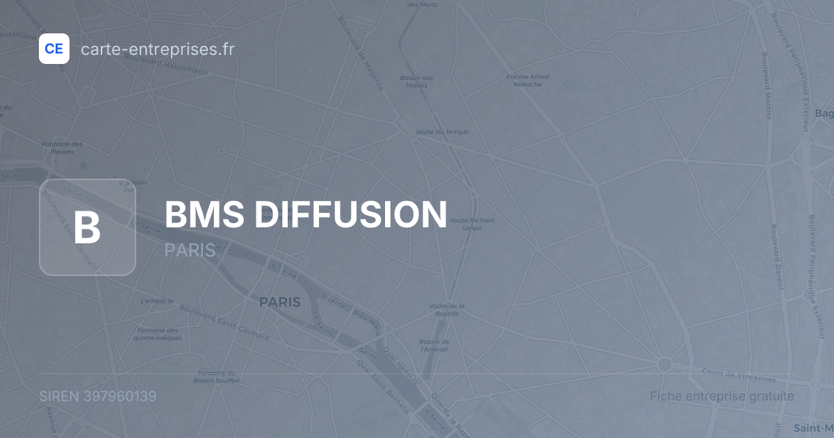 BMS DIFFUSION — 397960139 — fiche entreprise
