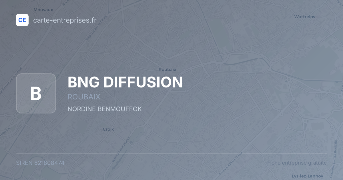 BNG DIFFUSION — 821808474 — fiche entreprise