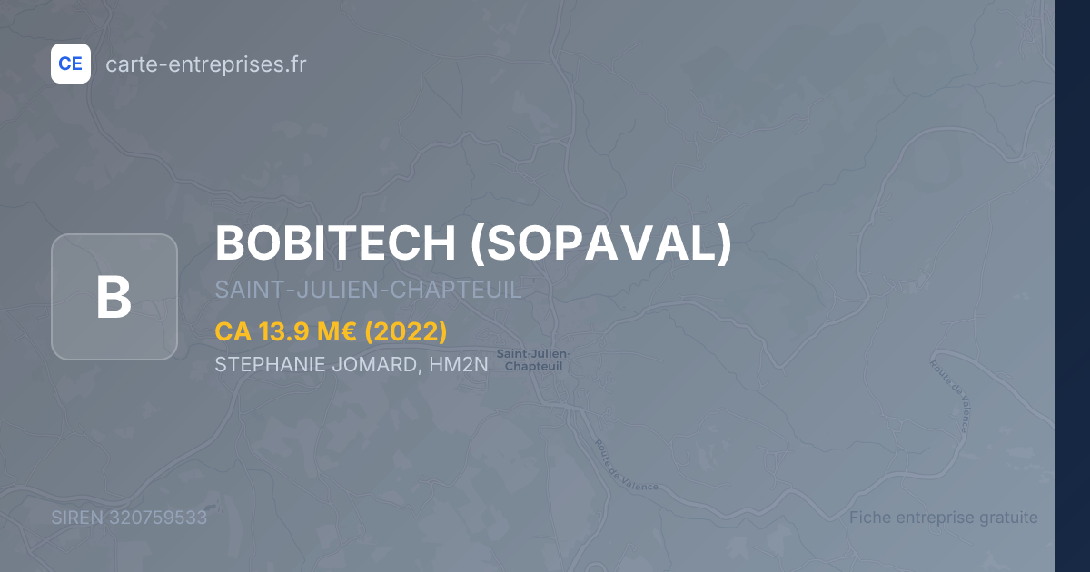 BOBITECH (SOPAVAL) — 320759533 — fiche entreprise