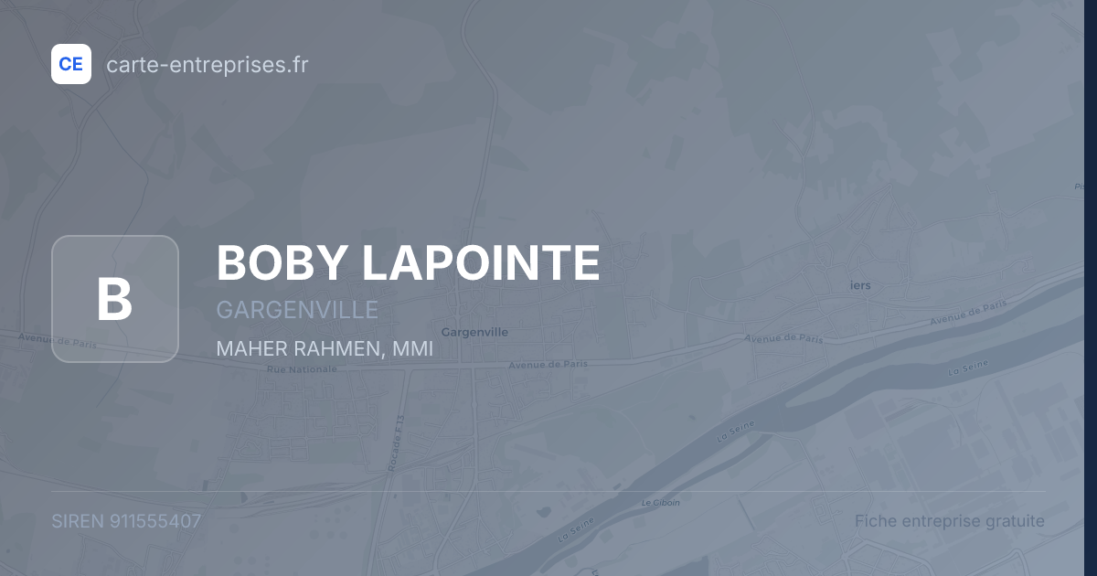 BOBY LAPOINTE — 911555407 — fiche entreprise