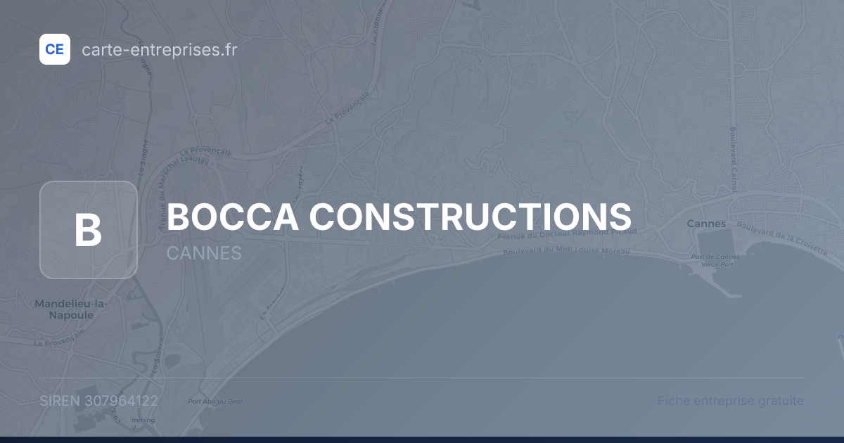 BOCCA CONSTRUCTIONS — 307964122 — fiche entreprise