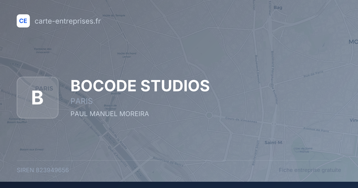 BOCODE STUDIOS — 823949656 — fiche entreprise