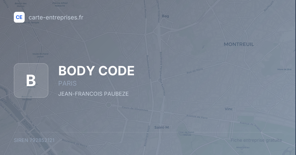 BODY CODE — 792852121 — fiche entreprise