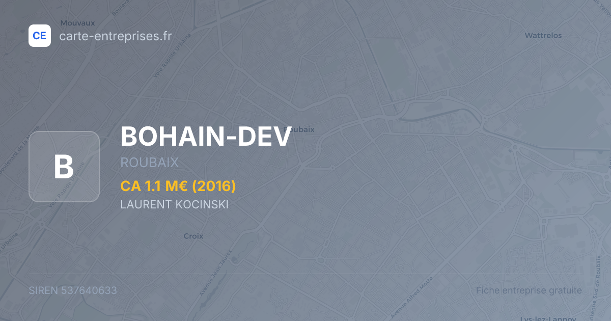 BOHAIN-DEV — 537640633 — fiche entreprise