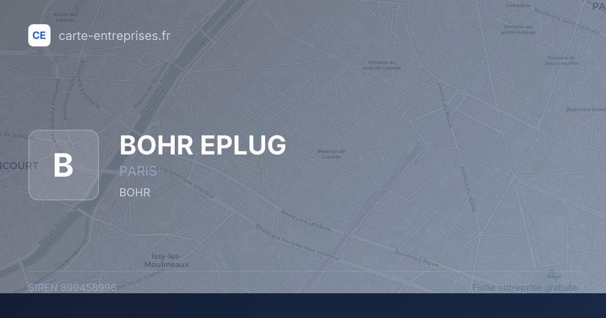 BOHR EPLUG — 899458996 — fiche entreprise