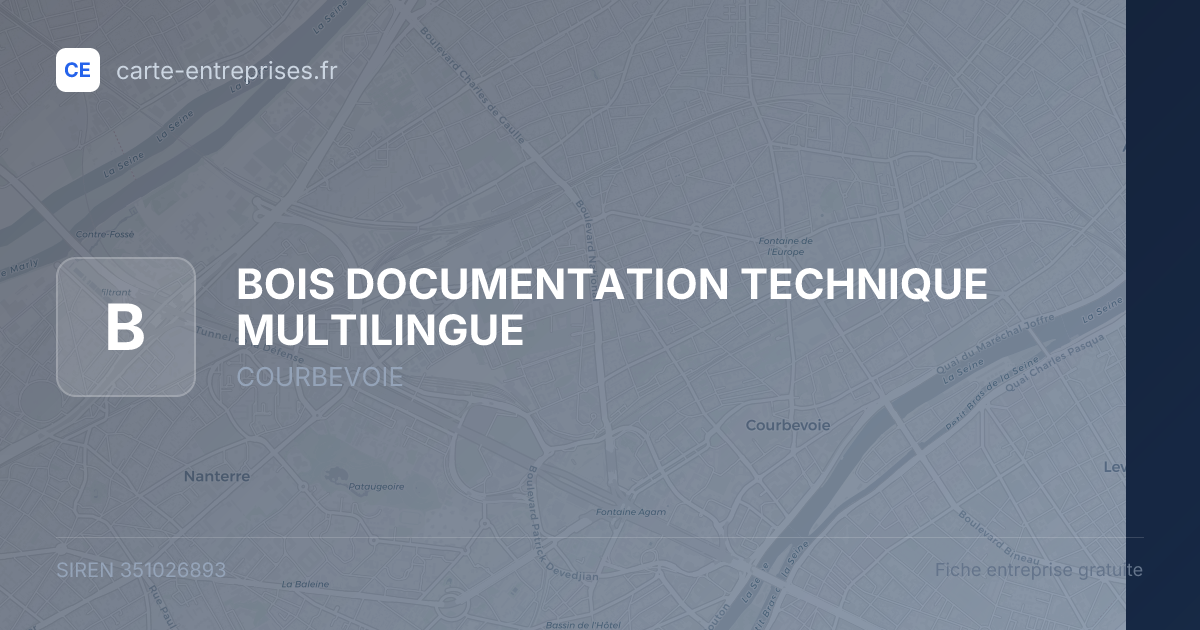 BOIS DOCUMENTATION TECHNIQUE MULTILINGUE — 351026893 — fiche entreprise