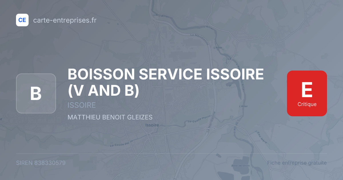 BOISSON SERVICE ISSOIRE (V AND B) — 838330579 — fiche entreprise