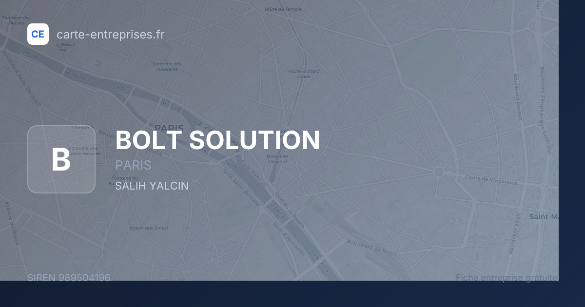 BOLT SOLUTION — 989504196 — fiche entreprise