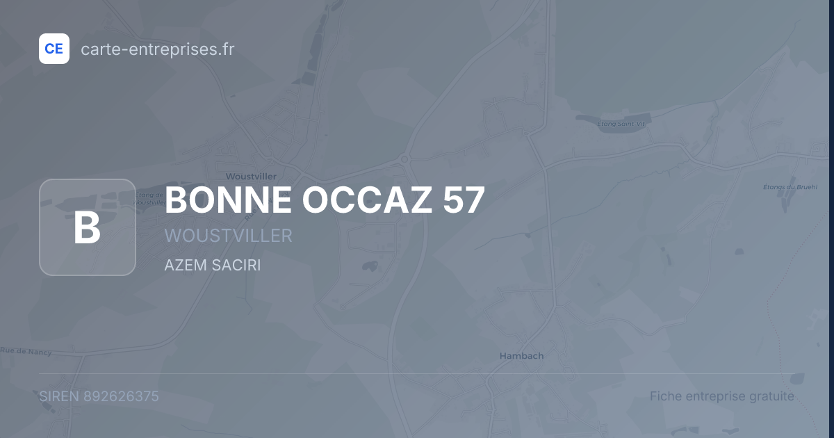BONNE OCCAZ 57 — 892626375 — fiche entreprise