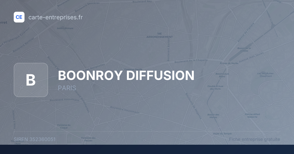 BOONROY DIFFUSION — 352360051 — fiche entreprise