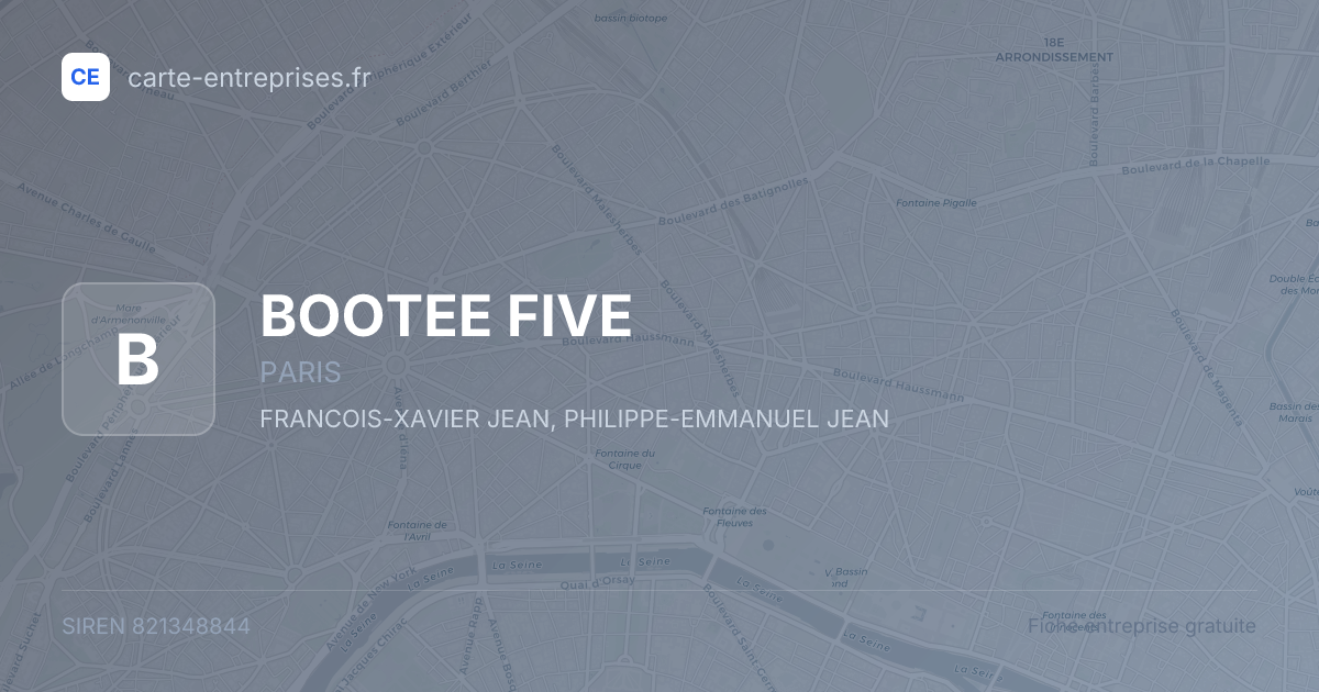BOOTEE FIVE — 821348844 — fiche entreprise