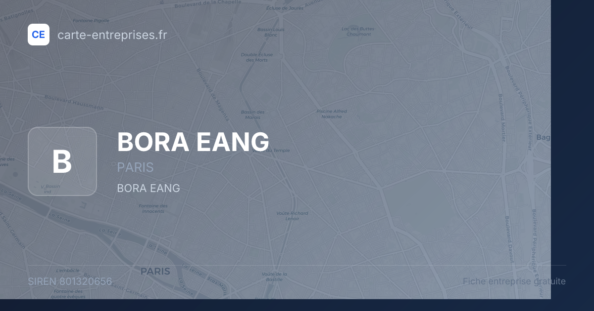 BORA EANG — 801320656 — fiche entreprise