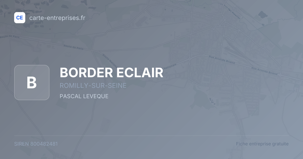 BORDER ECLAIR — 800482481 — fiche entreprise