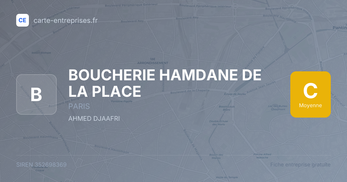 BOUCHERIE HAMDANE DE LA PLACE — 352698369 — fiche entreprise