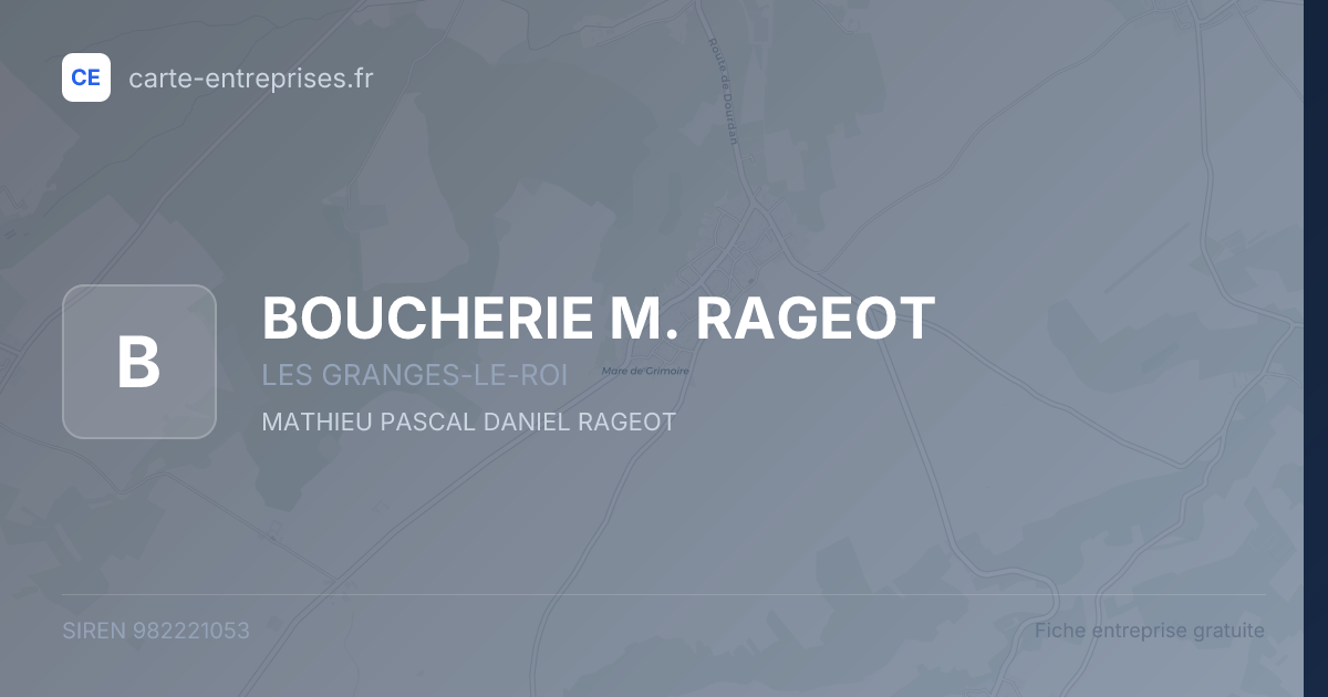 BOUCHERIE M. RAGEOT — 982221053 — fiche entreprise