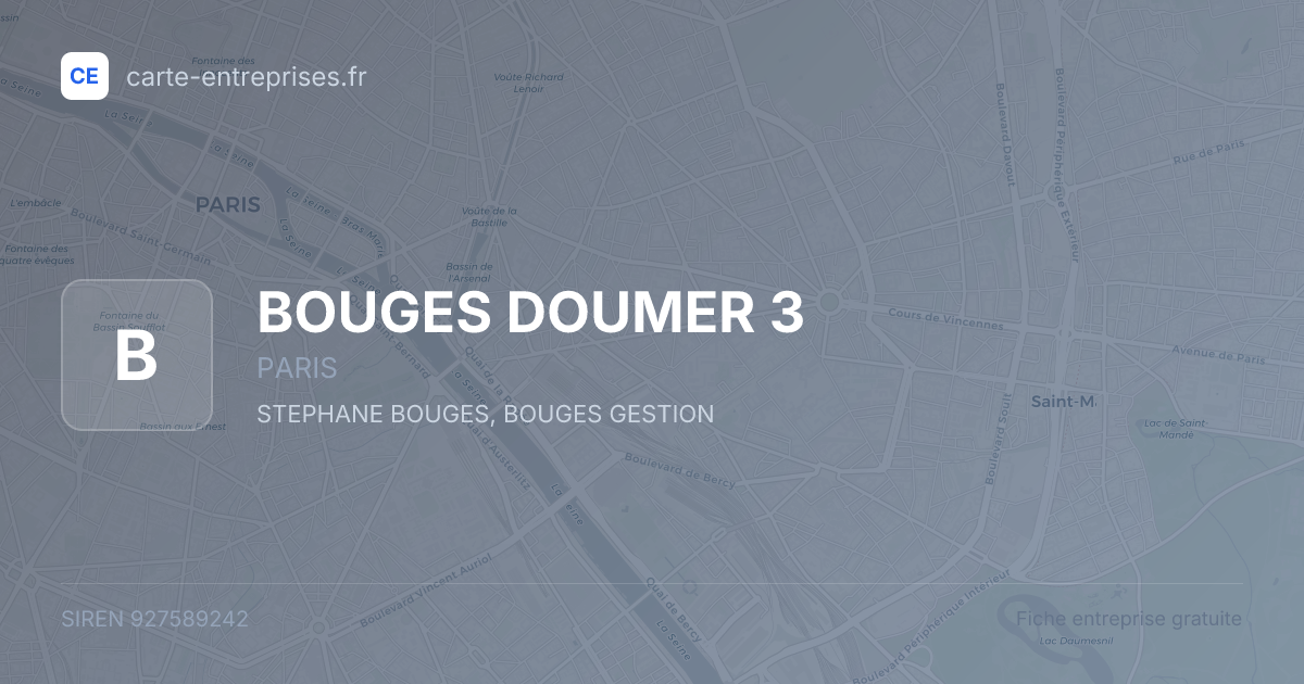 BOUGES DOUMER 3 — 927589242 — fiche entreprise
