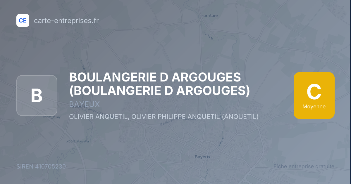 BOULANGERIE D ARGOUGES — 410705230 — fiche entreprise