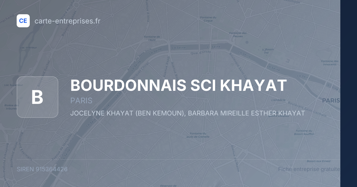 BOURDONNAIS SCI KHAYAT — 915364426 — fiche entreprise
