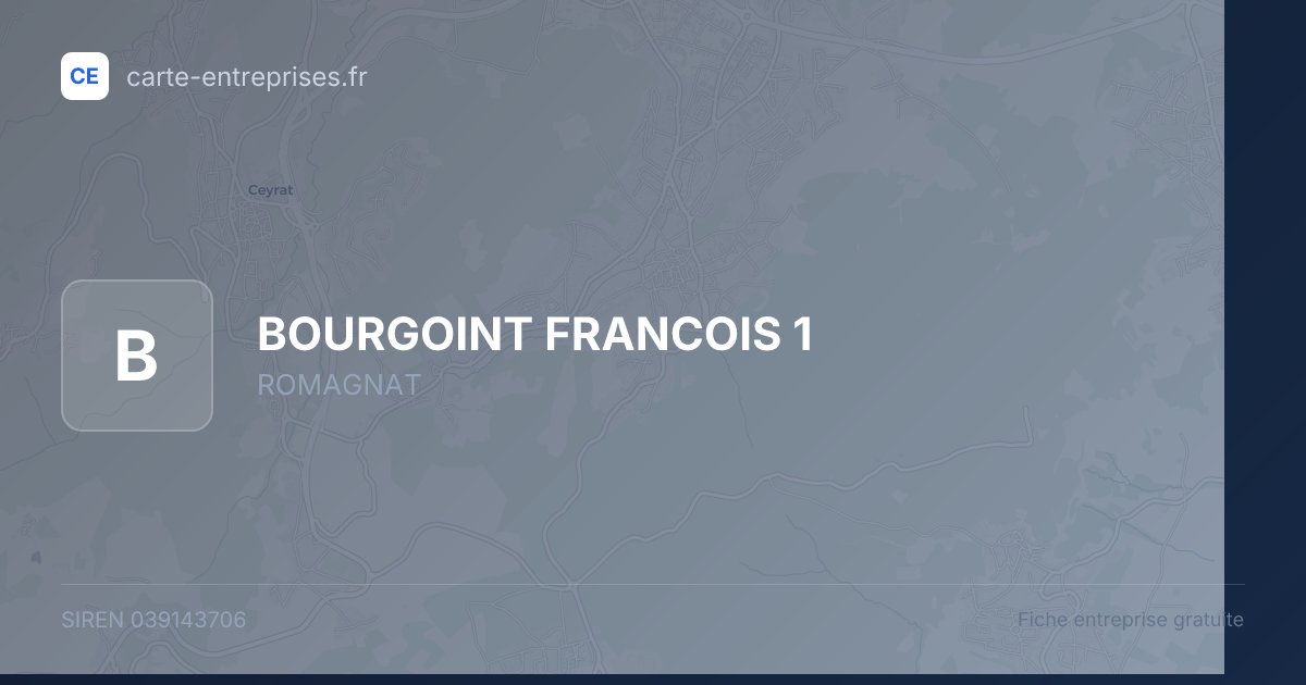 BOURGOINT FRANCOIS                   1 — 039143706 — fiche entreprise