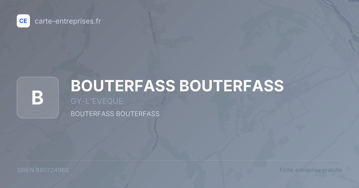 BOUTERFASS BOUTERFASS — 880724968 — fiche entreprise