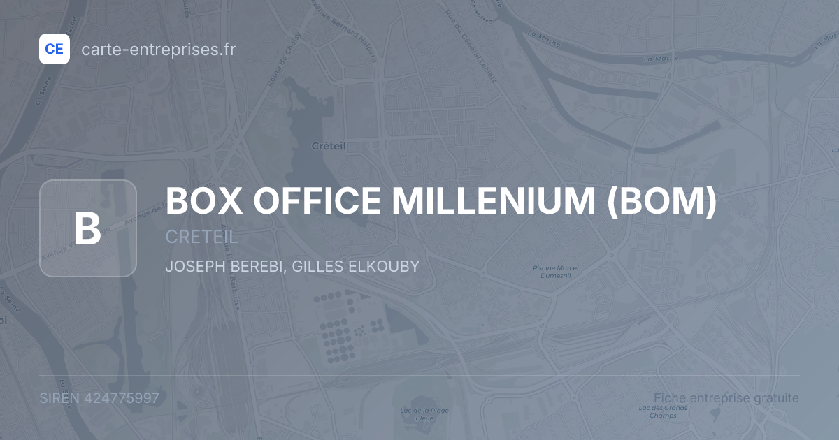 BOX OFFICE MILLENIUM (BOM) — 424775997 — fiche entreprise