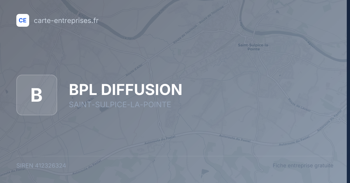 BPL DIFFUSION — 412326324 — fiche entreprise
