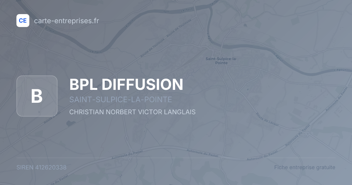 BPL DIFFUSION — 412620338 — fiche entreprise