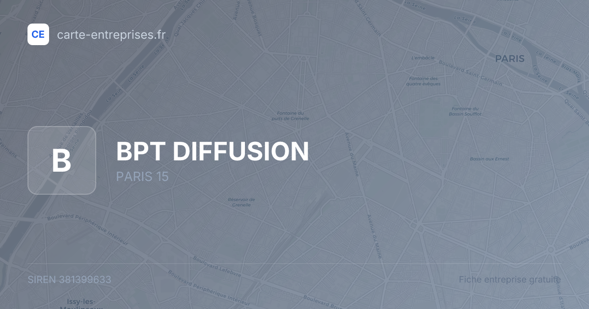 BPT DIFFUSION — 381399633 — fiche entreprise